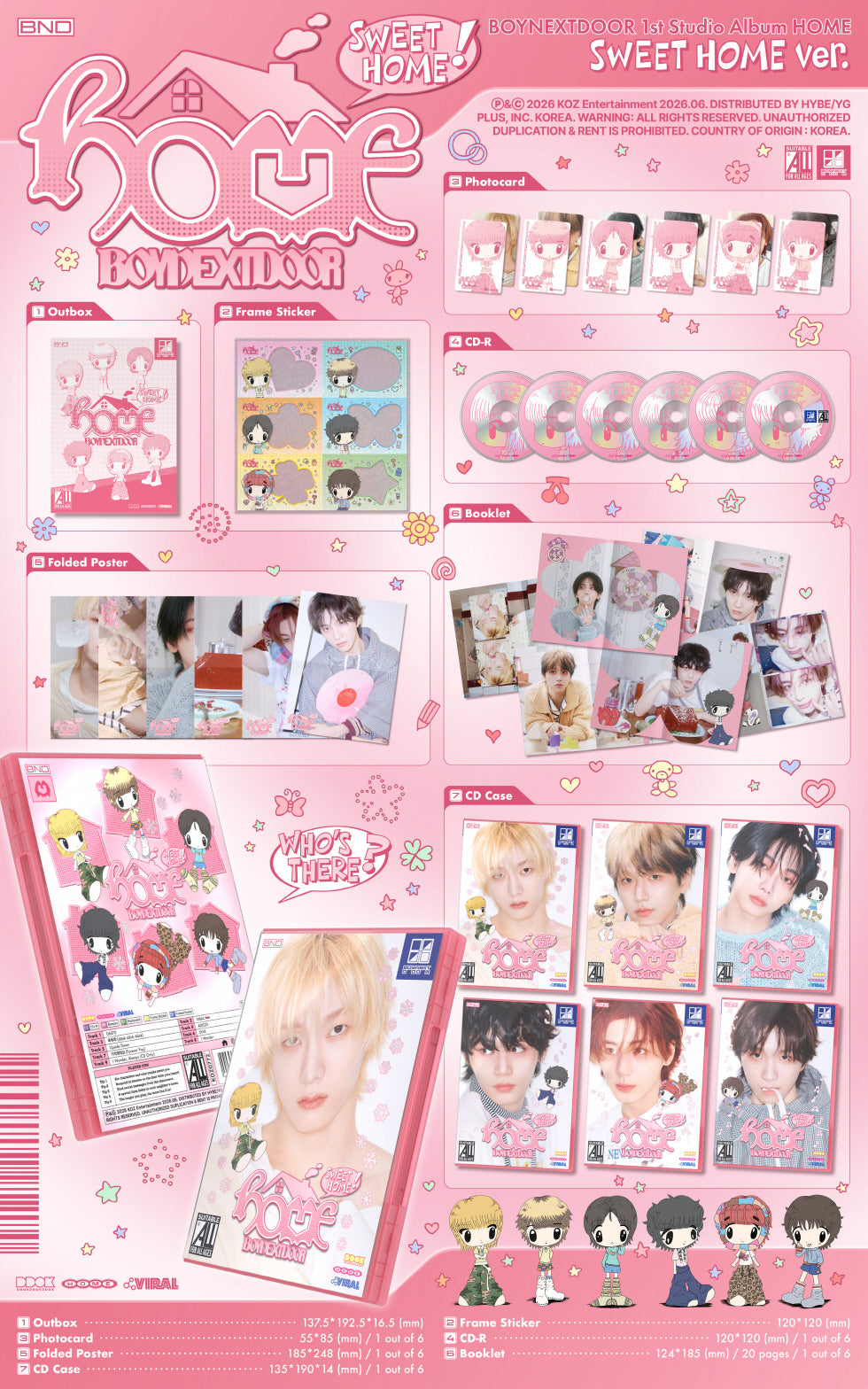 [SOLD OUT] [쇼핑몰] 보이넥스트도어 - 1st Studio Album [HOME] (SWEET HOME ver.) 6종 중 랜덤