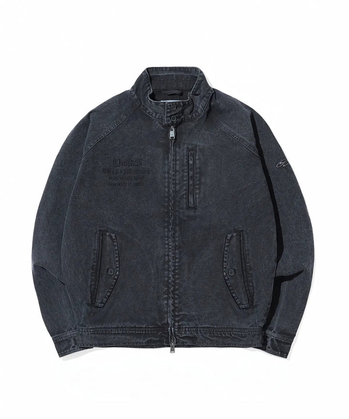 **QWER -Chodan  Vintage Washing Cotton Herrington Jacket_Charcoal