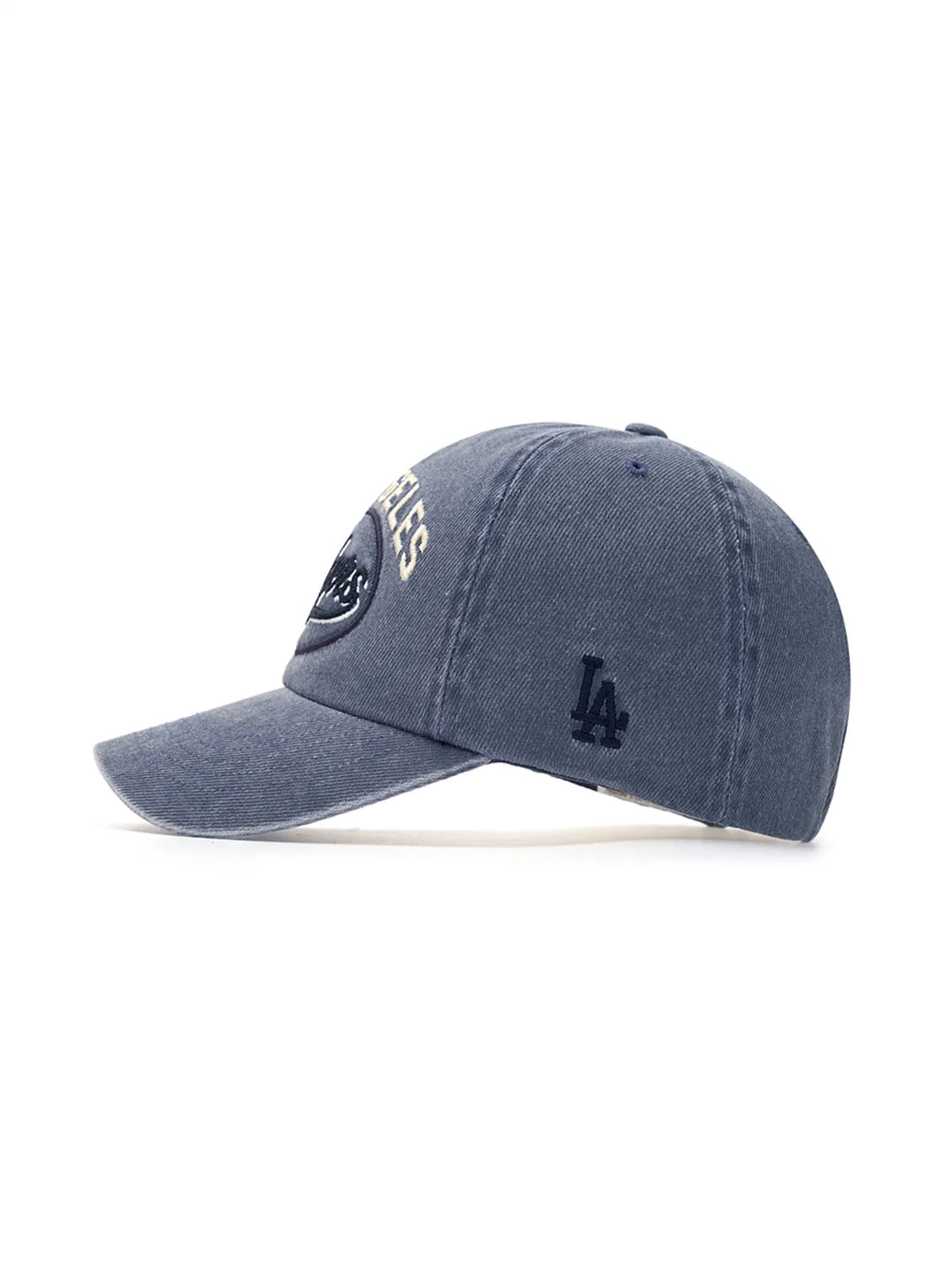** [Pre-Order] AESPA - Wearing KARINA Varsity Vintage Cursive Stitch Unstruck Ball CapLA (Indigo)