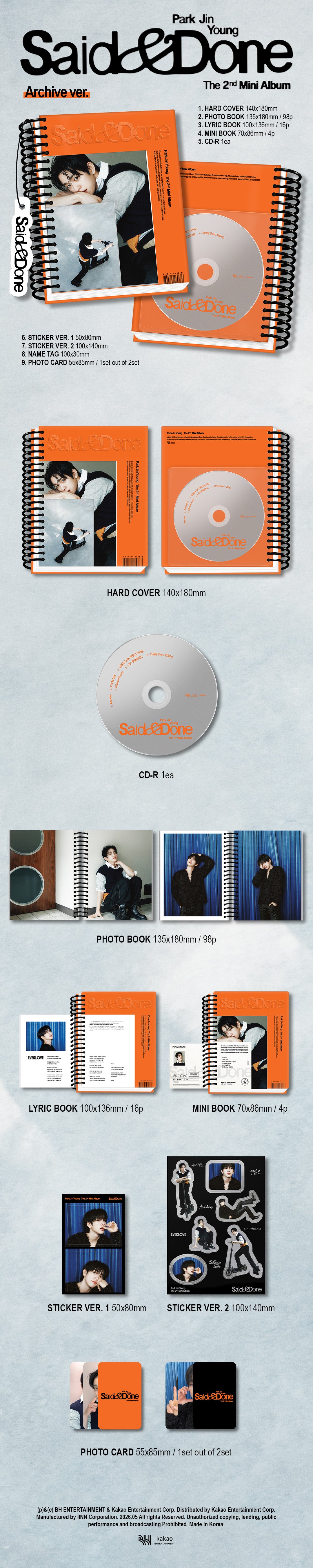 [B2B] Park Jin Young - Mini Album Vol. 2 [Said &amp; Done] (Archive Ver.) / [음반사도매] 박진영 - 미니 2집 [Said &amp; Done] (Archive ver.)