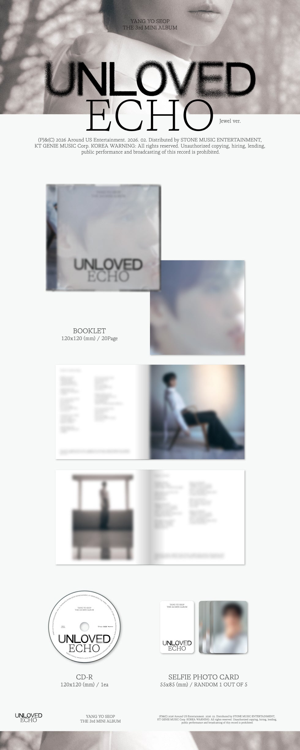 [B2B] YANG YO SEOP - 3rd Mini Album [Unloved Echo] (Jewel Ver.) / [쇼핑몰] 양요섭 - 미니 3집 [Unloved Echo ] (Jewel ver.)