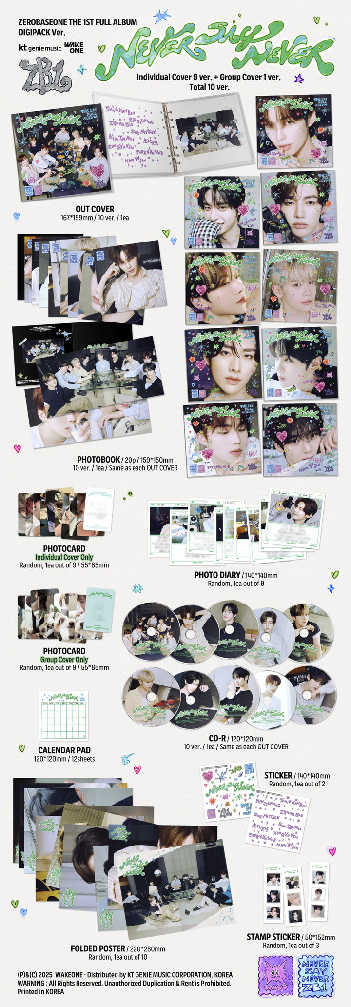 [B2B] ZEROBASEONE - Vol. 1 [NEVER SAY NEVER] Digipack Ver. / ZEROBASEONE - 정규 1집 [NEVER SAY NEVER] DIGIPACK Ver.