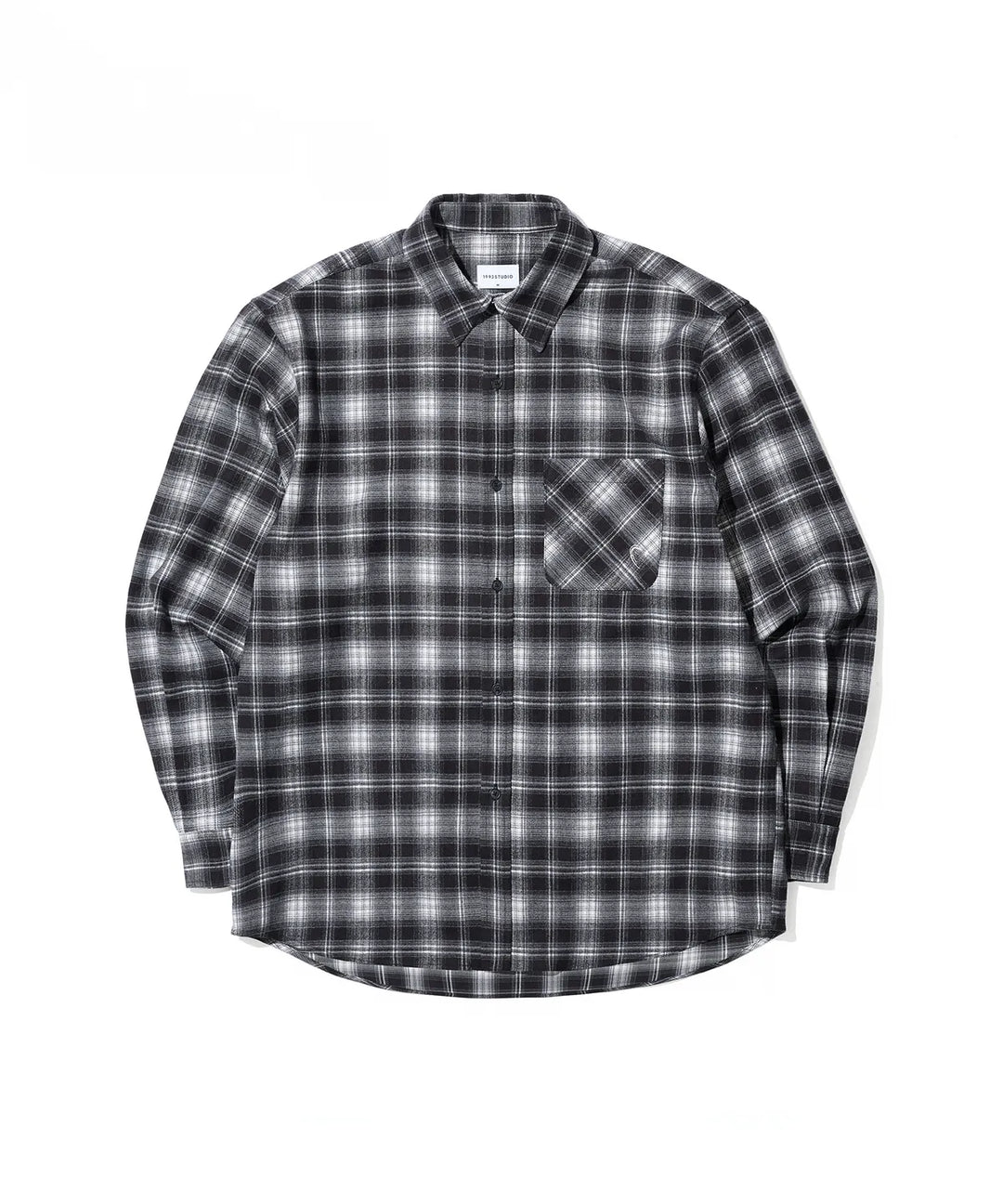 **QWER -Chodan - Signature Pose Embroidery Check Shirt_Black