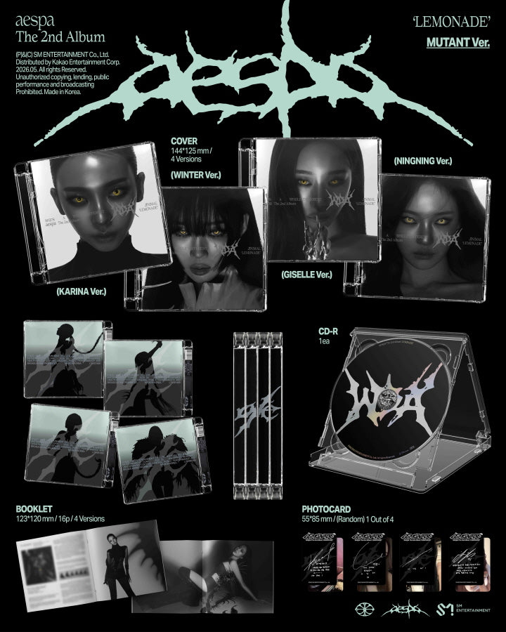 [B2B] aespa - Vol. 2 [LEMONADE] (MUTANT Ver.) (Random Ver. Out of 4) / [음반사 도매] 에스파 (aespa) - 정규 2집 [LEMONADE] (MUTANT Ver.) 4종 중 랜덤