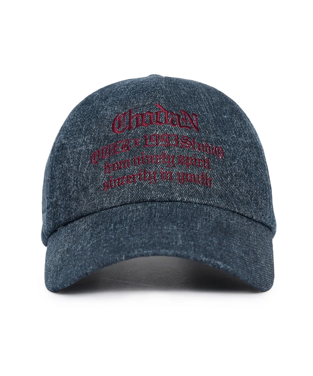 **QWER -Chodan typo graphic embroidered ball cap_dark blue