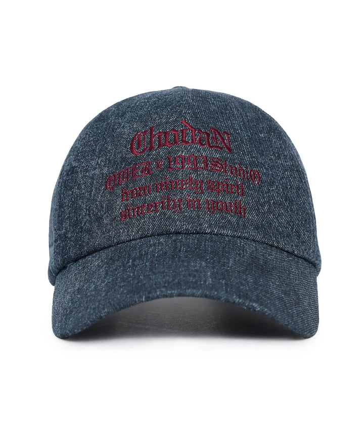 **QWER -Chodan typo graphic embroidered ball cap_dark blue