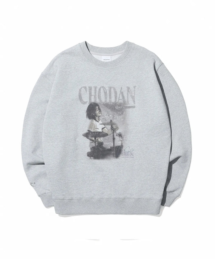 **QWER -Chodan Vintage Graphic Sweatshirt_Gray