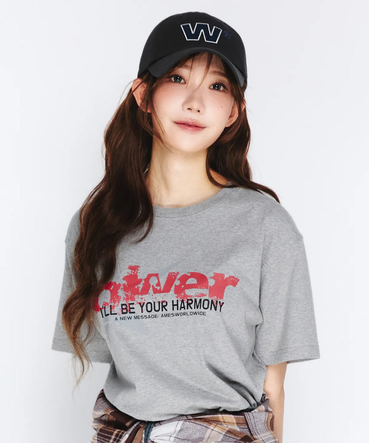 **QWER -Ames-Worldwide QWER VINTAGE STAR TEE GREY
