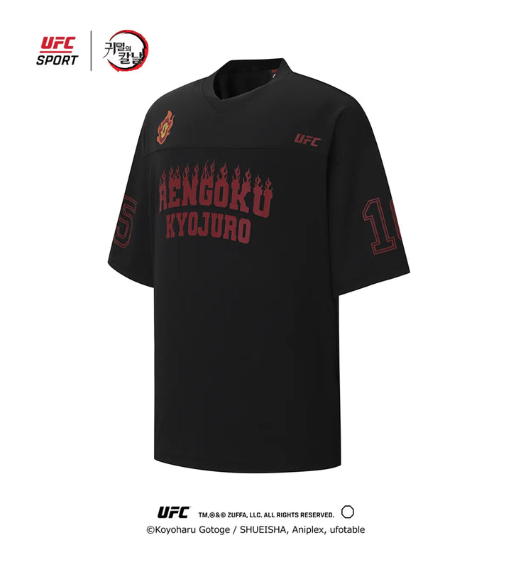 Demon Slayer: Kimetsu no Yaiba -Kyojuro Mega Fit Football Jersey Short Sleeve T-Shirt Black