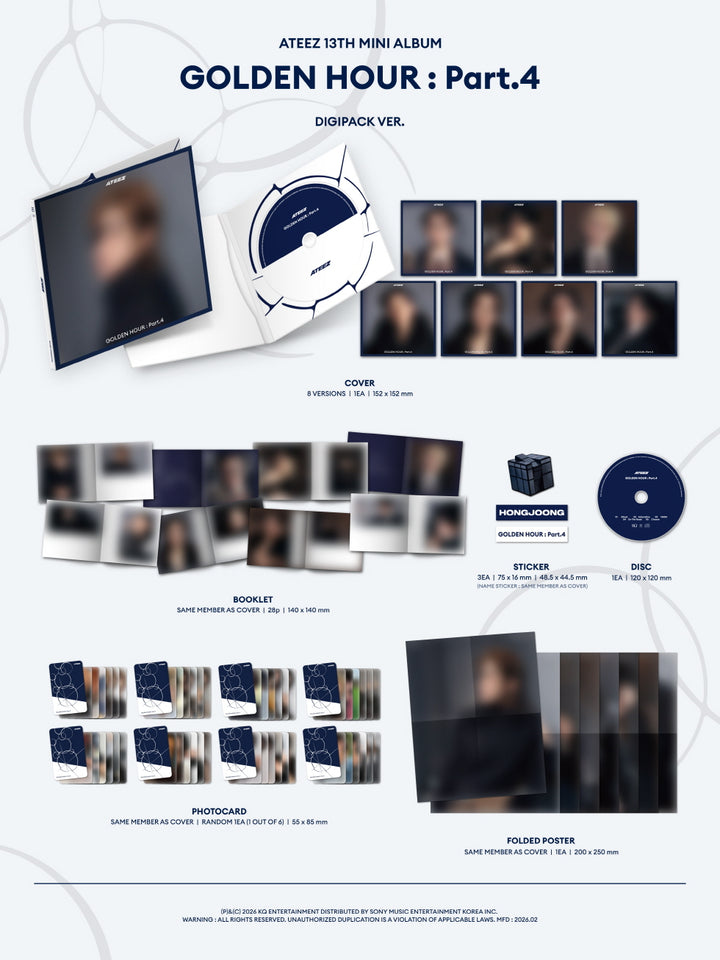 [B2B] ATEEZ - Vol. 13 [GOLDEN HOUR : Part.4] (DIGIPACK VER.) Random Ver. / [쇼핑몰]에이티즈 (ATEEZ) - 미니 13집 [GOLDEN HOUR : Part.4] (DIGIPACK VER.) 랜덤