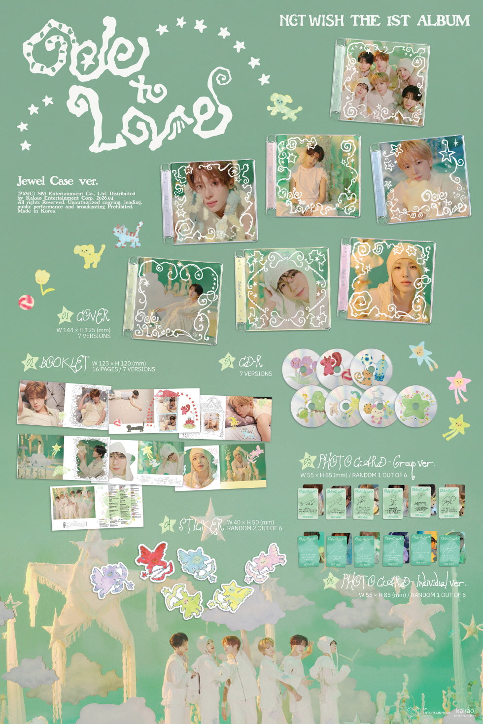 [B2B] NCT WISH - Vol. 1 [Ode to Love] (Jewel Case Ver. Random 7종) / [쇼핑몰] 엔시티 위시 (NCT WISH) - 정규 1집 [Ode to Love] (Jewel Case Ver.) 랜덤7종