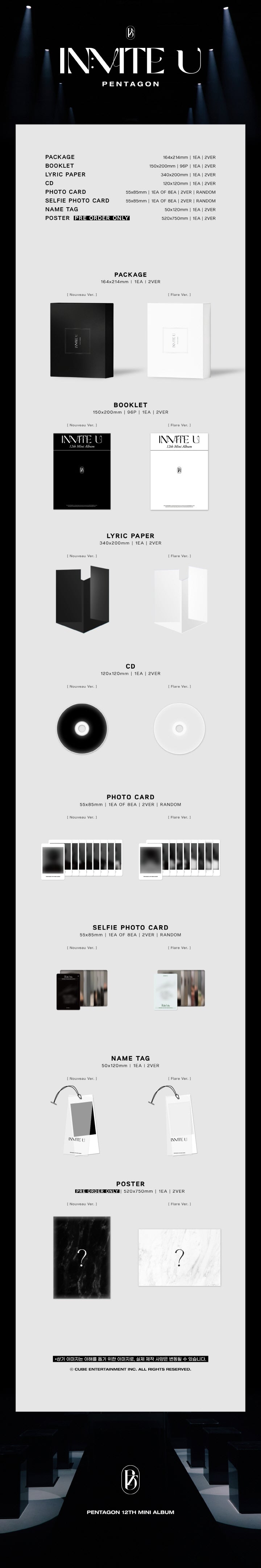 [B2B] PENTAGON - IN:VITE U (12th Mini Album) (Flare Ver.) / (검은색)펜타곤 (PENTAGON) - IN:VITE U (12TH 미니앨범) (Flare Ver.)