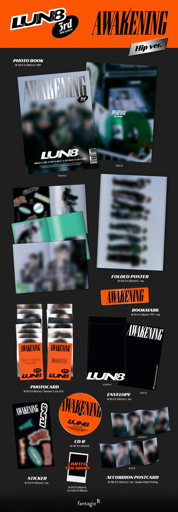 [B2B] LUN8 - 3rd Mini Album [AWAKENING] (Hip Ver.) / 루네이트 (LUN8) - 미니 3집 [AWAKENING] (Hip ver.)