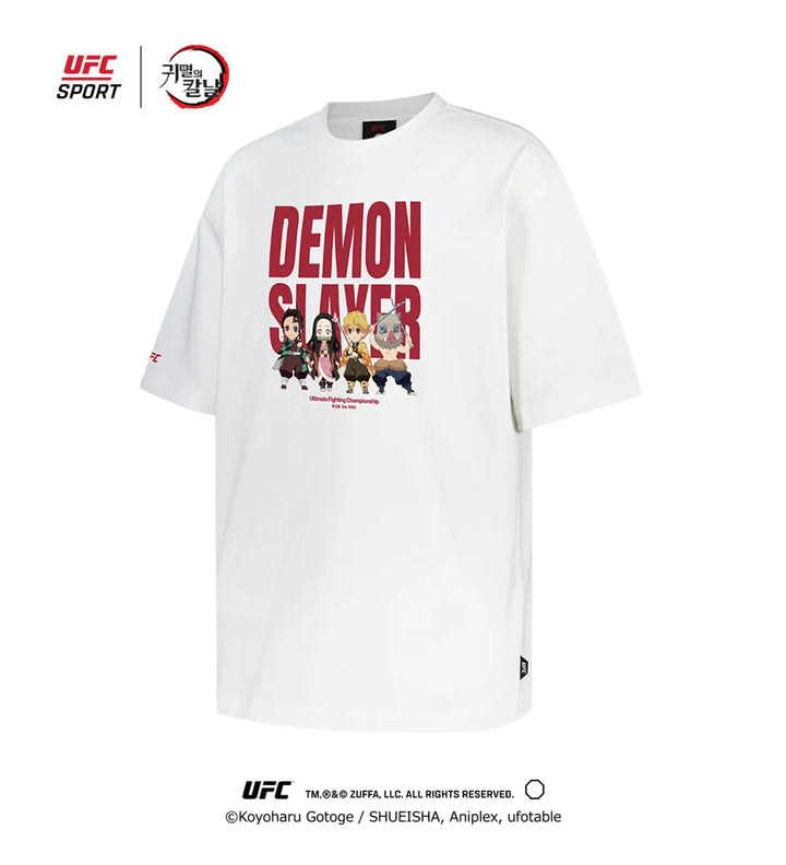 Demon Slayer: Kimetsu no Yaiba - Kamado Crew (SD) Relax Fit Short-Sleeved T-Shirt White