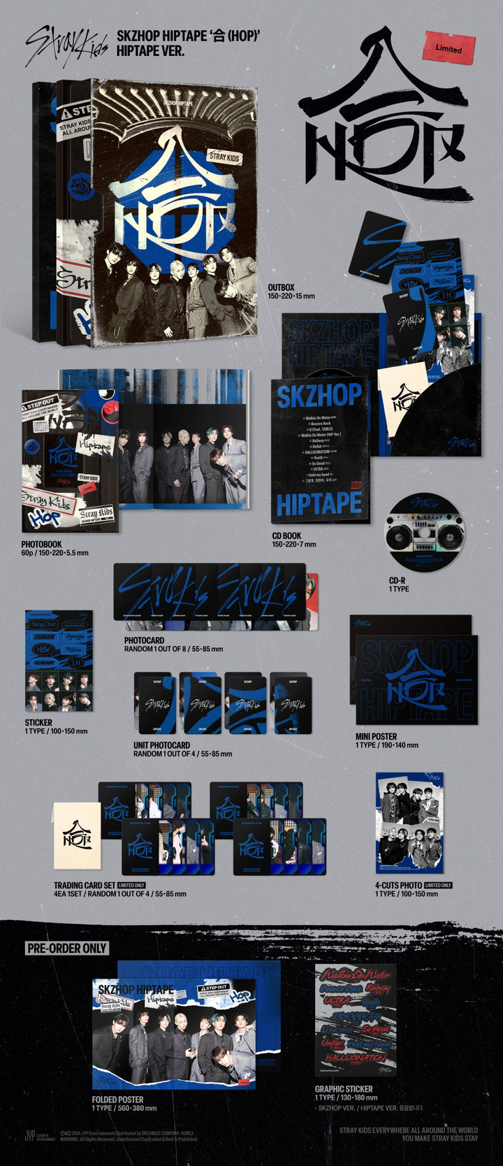 [B2B] Stray Kids - SKZHOP HIPTAPE [合 (HOP)] (HIPTAPE VER.) [Limited Edition] (Folded Poster Included) / [한정반] 스트레이 키즈 (Stray Kids) - SKZHOP HIPTAPE [合 (HOP)] (HIPTAPE VER.)