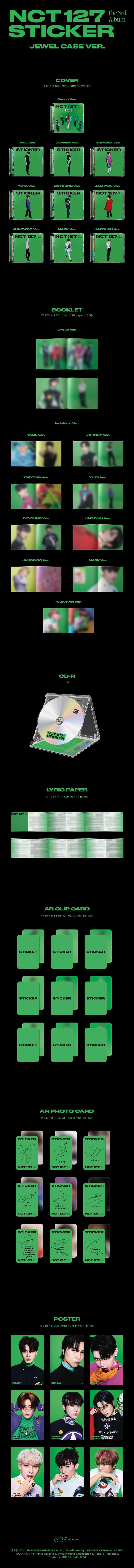 [B2B] NCT 127 - Sticker (Jewel Case Ver.) / 엔시티 127 (NCT 127) - 3집 [Sticker] (Jewel Case Ver.)