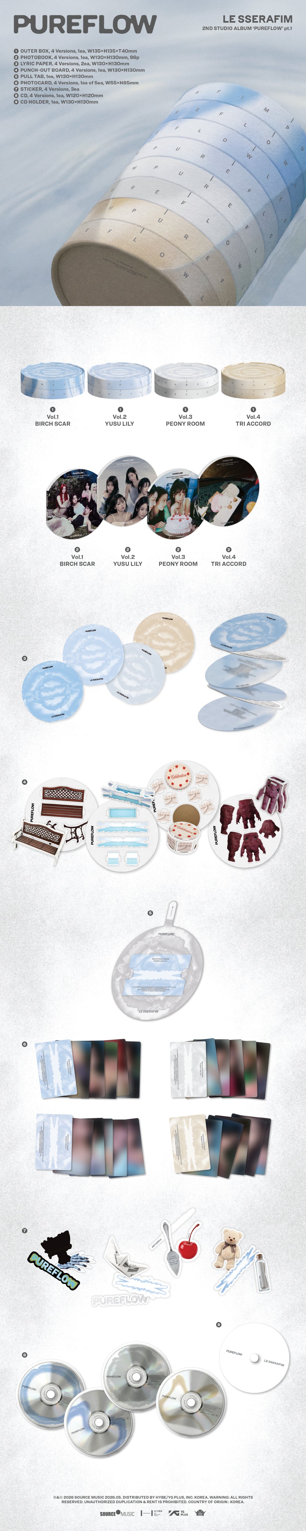 [B2B] LE SSERAFIM - 2nd Studio Album [PUREFLOW pt.1] (Random Ver.) / (vol2. ver)르세라핌 - 2nd Studio Album [PUREFLOW pt.1] 랜덤