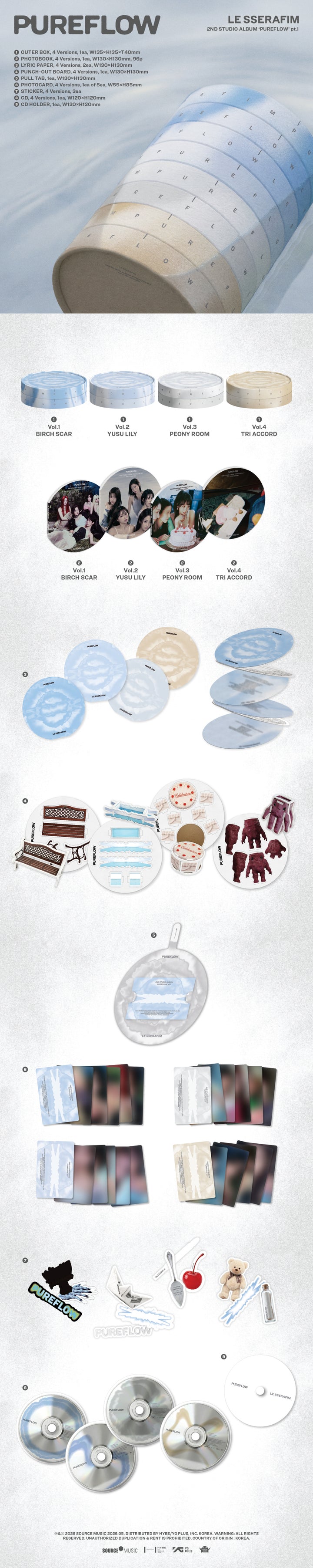 [B2B] LE SSERAFIM - 2nd Studio Album [PUREFLOW pt.1] (Random Ver.) / (vol2. ver)르세라핌 - 2nd Studio Album [PUREFLOW pt.1] 랜덤