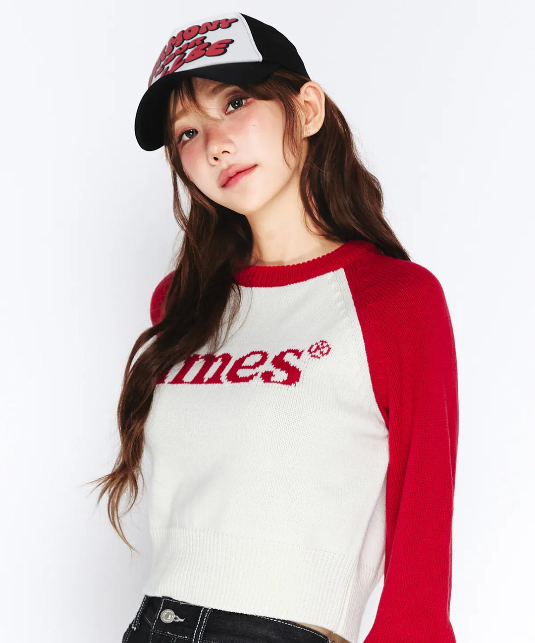 **QWER -Magenta BASIC RAGLAN PULLOVER KNIT RED