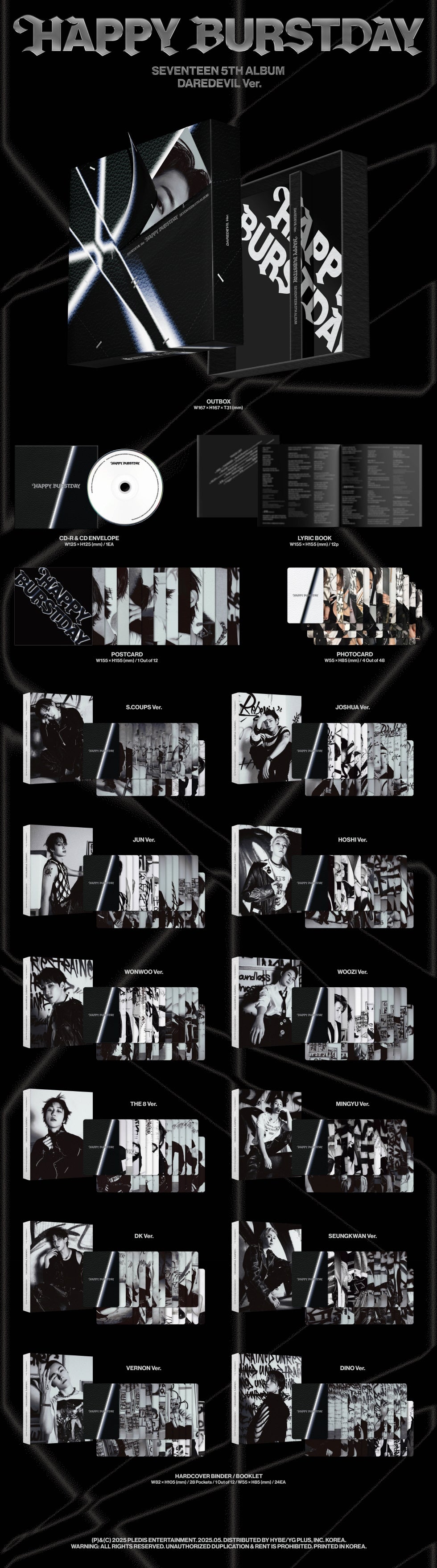 [SOLD OUT] [도매]세븐틴 - 5th Album [HAPPY BURSTDAY] DAREDEVIL Ver