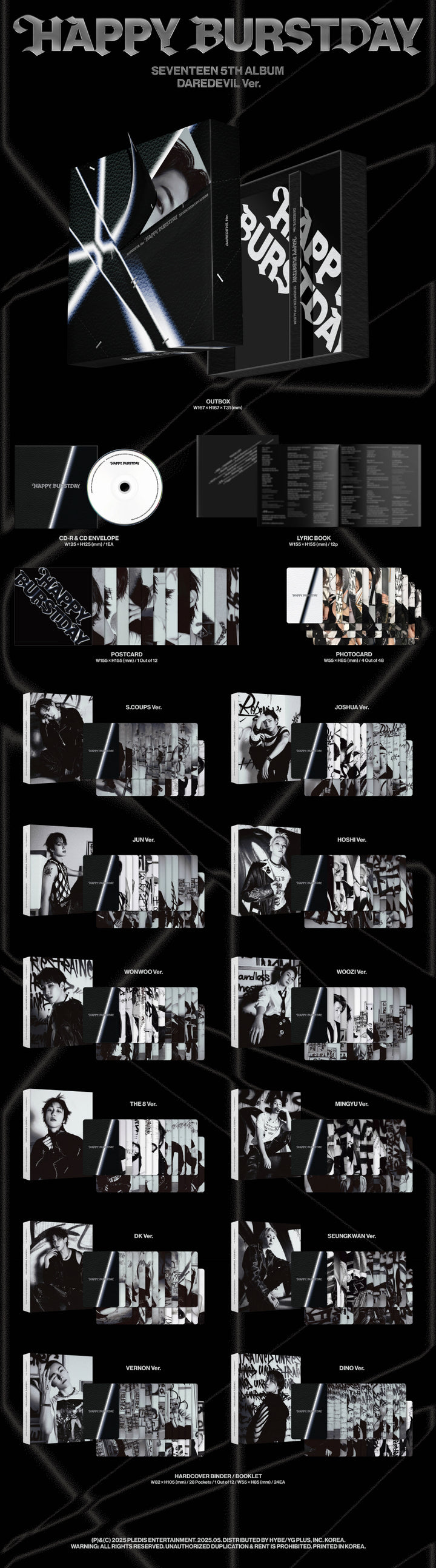 [SOLD OUT] [도매]세븐틴 - 5th Album [HAPPY BURSTDAY] DAREDEVIL Ver
