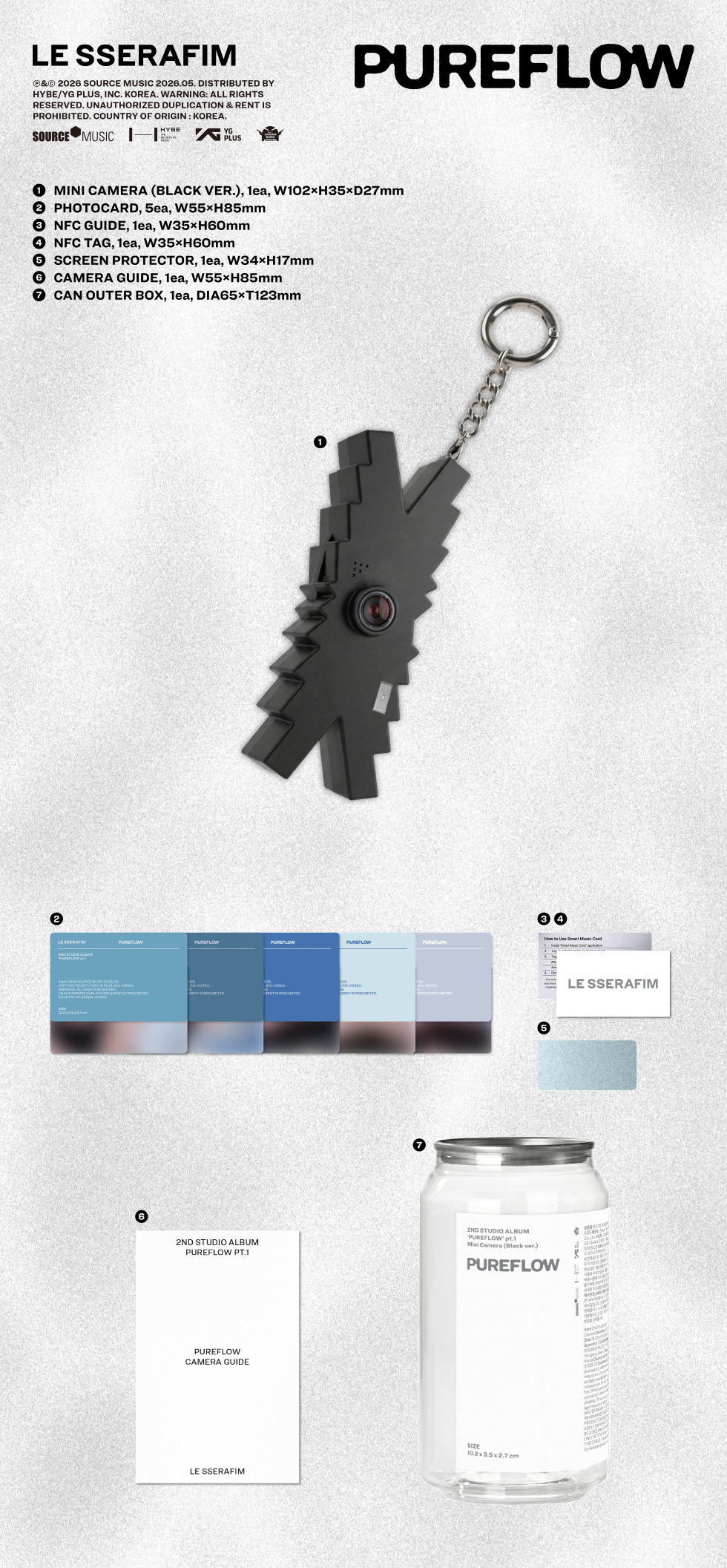 LE SSERAFIM　PUREFLOW 新品未開封6形態セットまとめ売り B2B] LE SSERAFIM - 2nd Studio Album [PUREFLOW] pt.1 (Mini Camera
