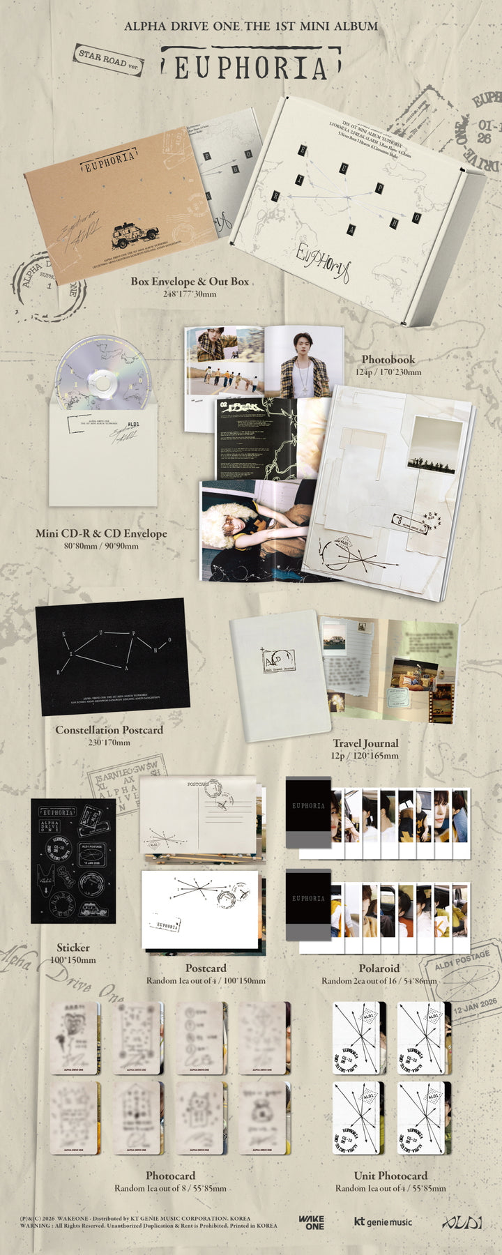[B2B] ALPHA DRIVE ONE (ALPHA DRIVE ONE) - 1st Mini Album [EUPHORIA] STAR ROAD Ver. / ALPHA DRIVE ONE (알파드라이브원) - 미니 1집 [EUPHORIA] STAR ROAD ver.