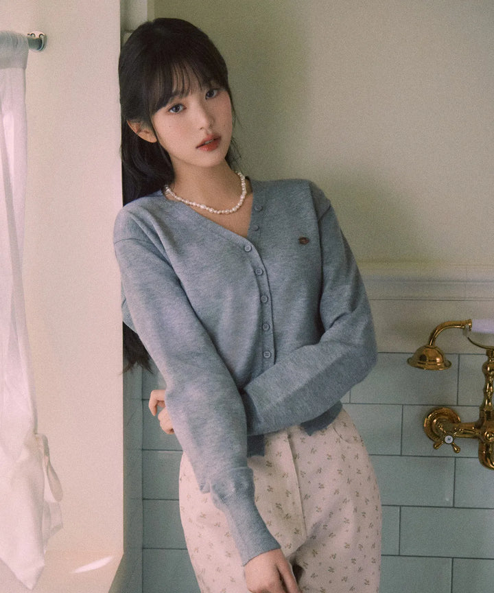 ** JANG WONYOUNG Pick (of IVE) - V NECK BASIC CARDIGAN GRAY (FREE Size)