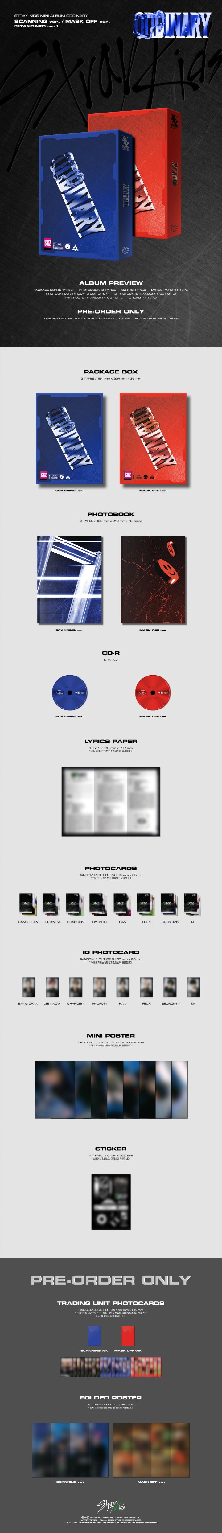 [SOLD OUT]  스트레이 키즈 (Stray Kids) - ODDINARY (SCANNING ver., MASK OFF ver. 중 랜덤)
