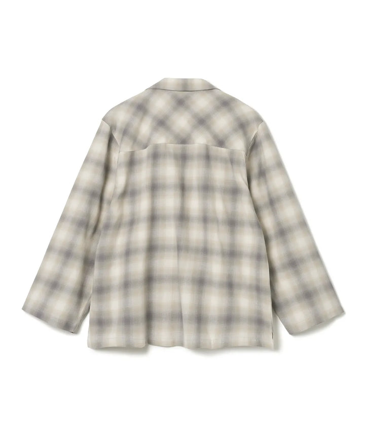 **QWER -Magenta Ombre checkered flare shirt [Khaki]