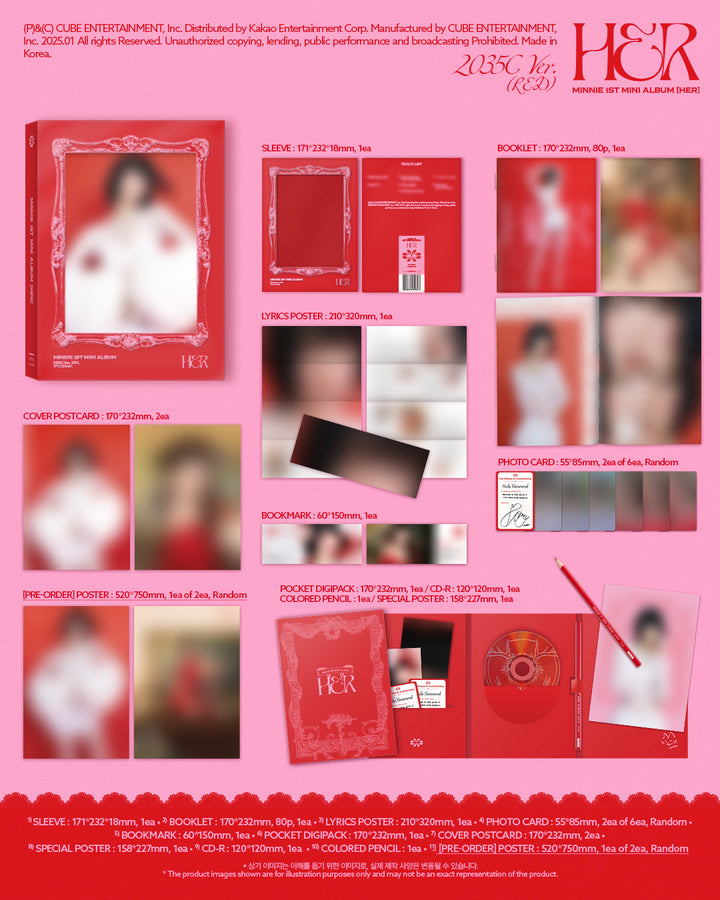 [B2B] MINNIE (G)I-DLE - 1st Mini Album [HER] (Red Ver.) / (쇼핑몰)민니 ((여자)아이들) - 미니 1집 [HER] 레드버전 2035c