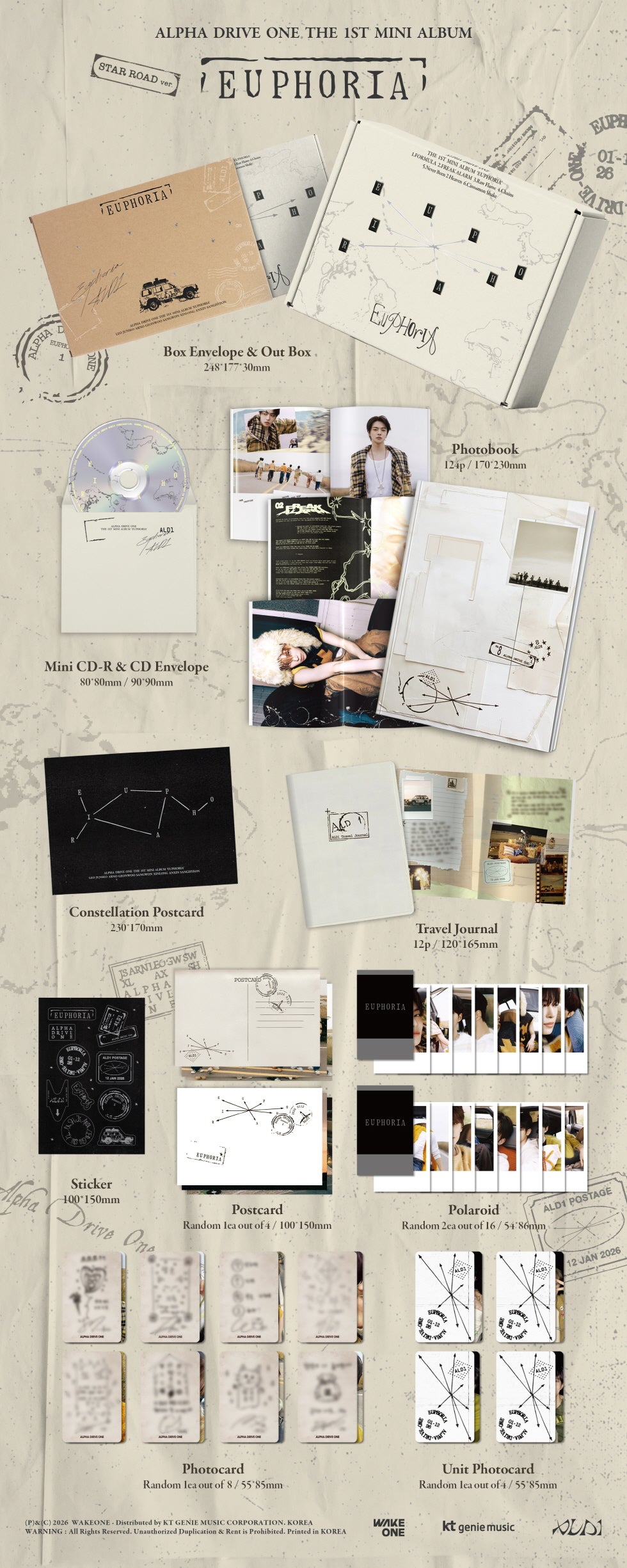 [B2B] ALPHA DRIVE ONE (ALPHA DRIVE ONE) - 1st Mini Album [EUPHORIA] STAR ROAD Ver. / ALPHA DRIVE ONE (알파드라이브원) - 미니 1집 [EUPHORIA] STAR ROAD ver.