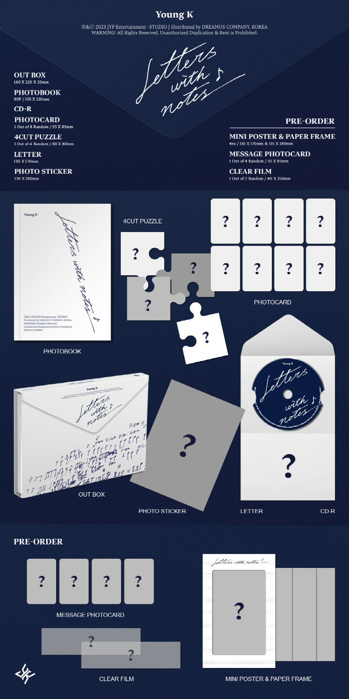 [B2B] Young K (DAY6) - Letters with notes / (쇼핑몰)영케이 (DAY6) - Letters with notes