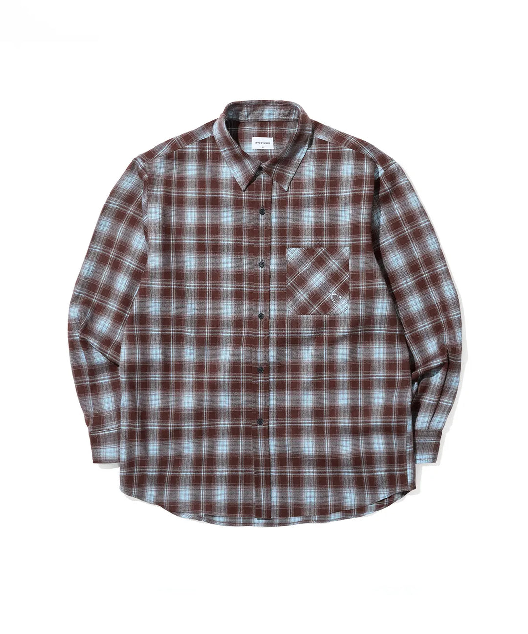 **QWER -Chodan Signature Pose Embroidered Check Shirt_Brown