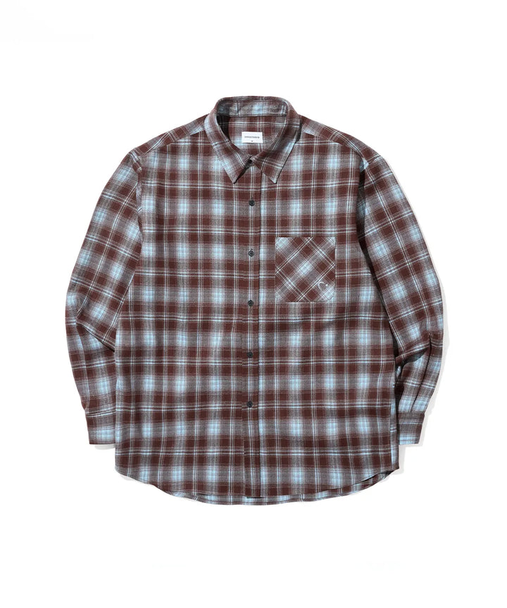 **QWER -Chodan Signature Pose Embroidered Check Shirt_Brown