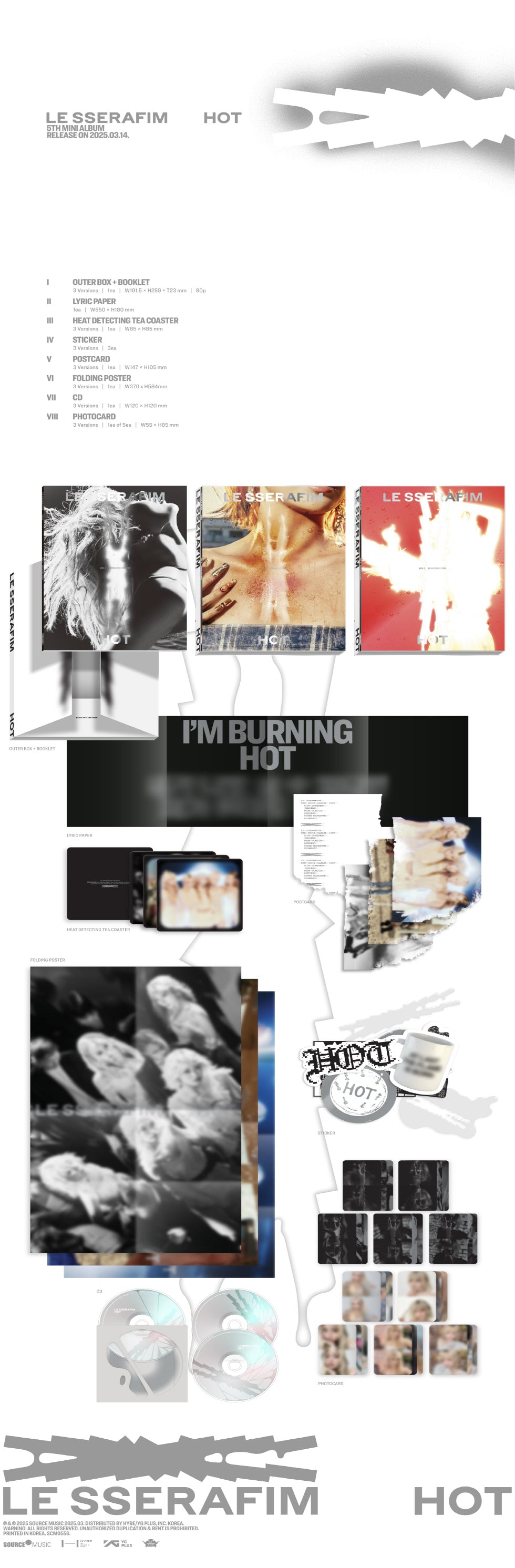 [SOLD OUT] 르세라핌 (LE SSERAFIM) - 미니 5집 [HOT]  * 2버전 품절
