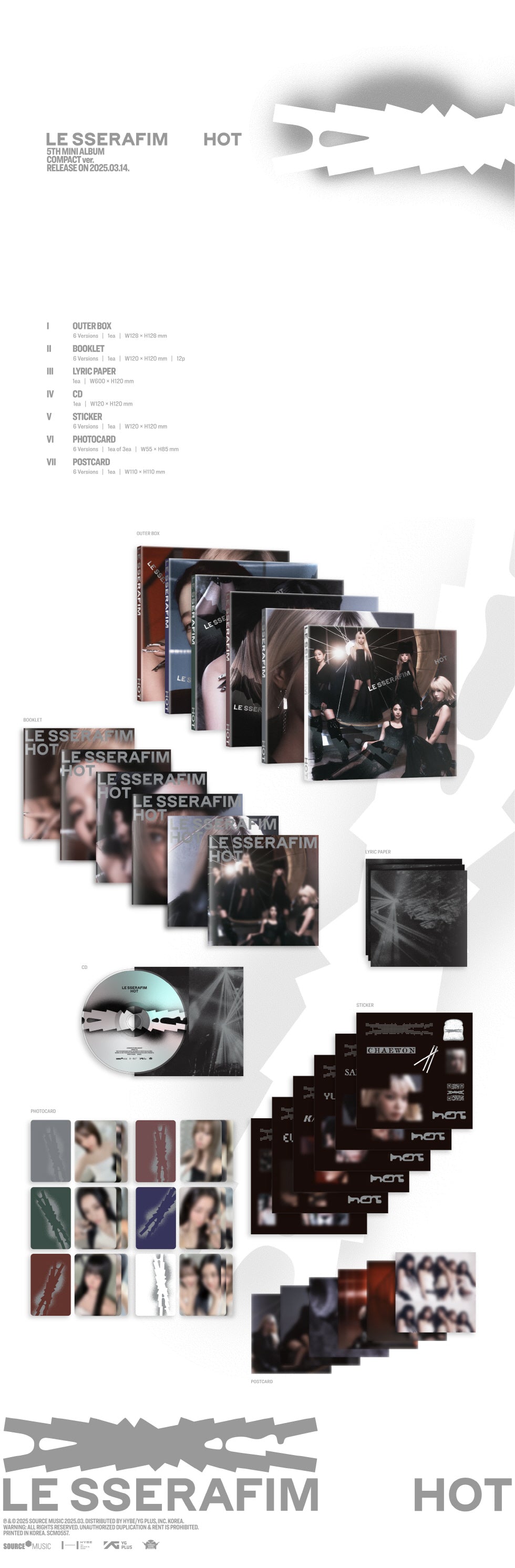 [B2B] LE SSERAFIM - 5th Mini Album [COMPACT Ver.] / 르세라핌 (LE SSERAFIM) - 미니 5집 [HOT] (COMPACT ver.)