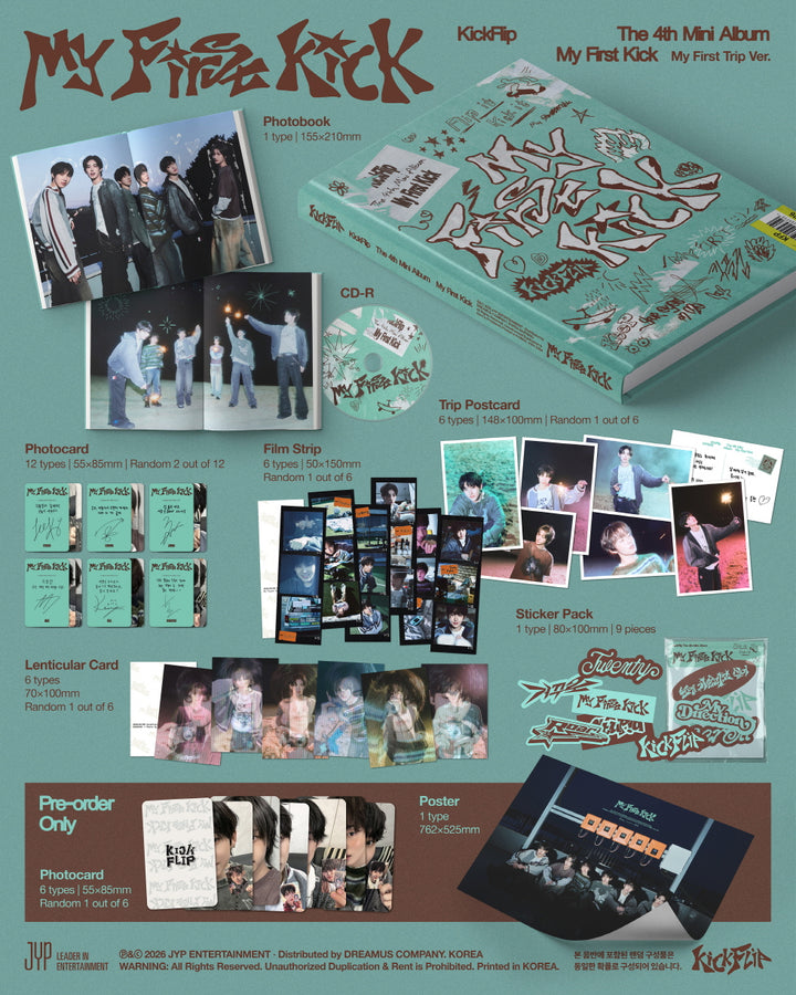 [B2B] Kickflip - Mini 4집 [My First Kick] My First Trip Ver. (POB Photocard Included, Folded Poster Included) / [쇼핑몰]킥플립 - 미니 4집 [My First Kick] My First Trip Ver.*특전포카,포스터 포함