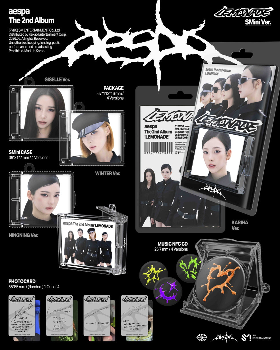 [SOLD OUT] [음반사 도매] 에스파 (aespa) - 정규 2집 [LEMONADE] (SMini Ver.)(스마트앨범) 4종 중 랜덤