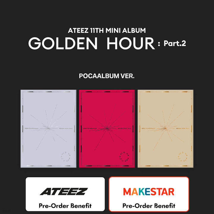 [Pre-Order] ATEEZ - 11th Mini "GOLDEN HOUR : Part.2" + Pre-Order Benefit (POCAALBUM Ver.) [Random / Set]