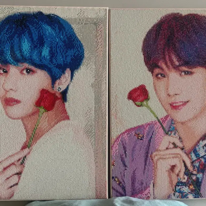 BTS 방탄 슈가+뷔 v 다이아몬드 페인팅 액자 일괄