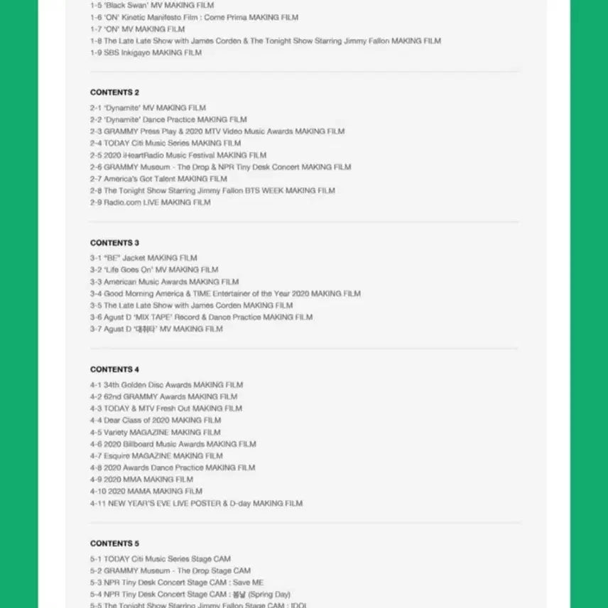 BTS 방탄소년단 메모리즈 2020 DC 디지털 코드 특전 포함