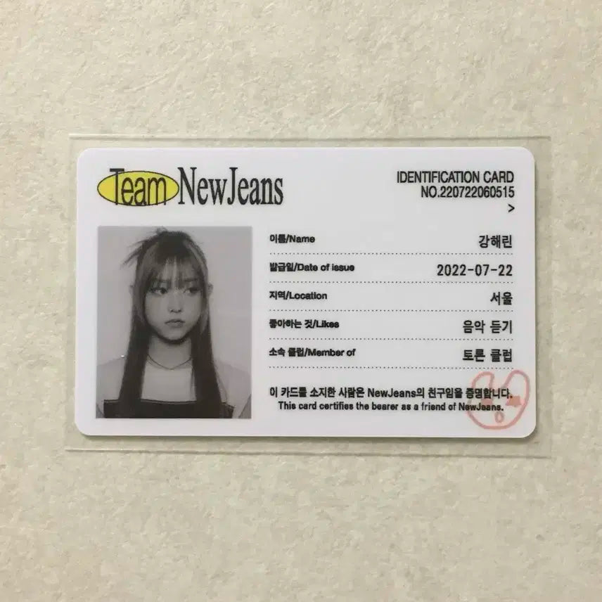 뉴진스 블루진 앨범 포토카드 해린.ver