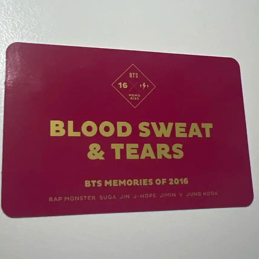 방탄 2016 메모리즈 피땀눈물 단체 포카