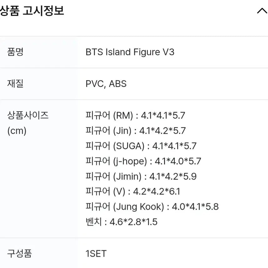 BTS 방탄소년단 인더섬 Island Figure V3 피규어 풀 세트