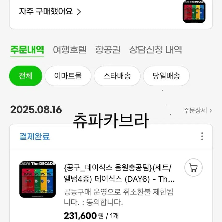 데이식스 인이어 이어폰 영케이 영현 원필 공구 분철 10주년 앨범