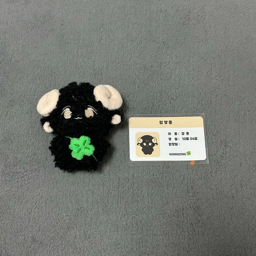 세븐틴 정한 인형 깜쫑이 + 입양증, 네잎클로버 가방