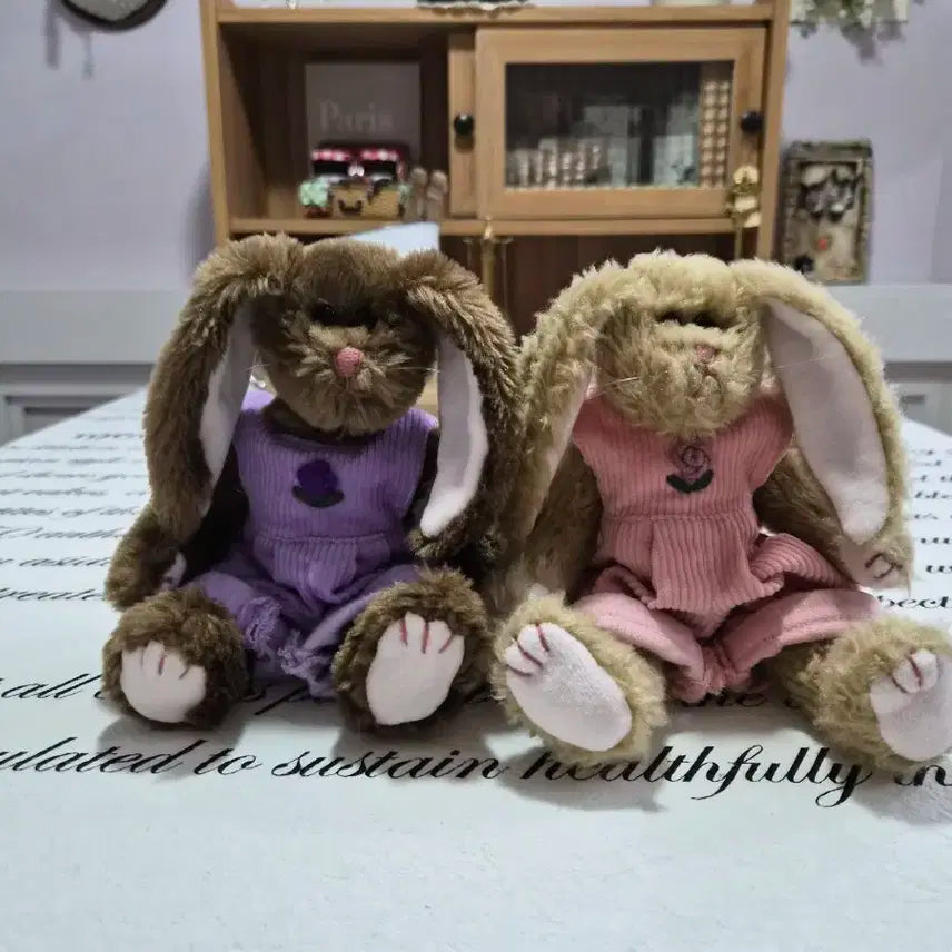 빈티지 티와이 토끼 인형 세트