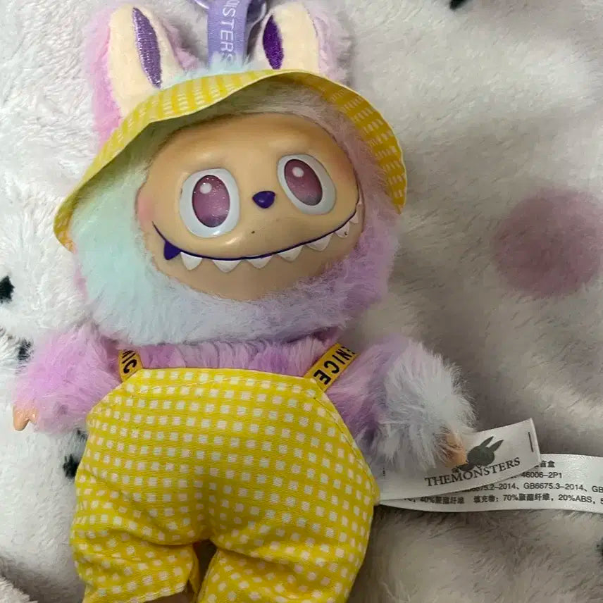 라부부 플러피 인형 옐로우 체크