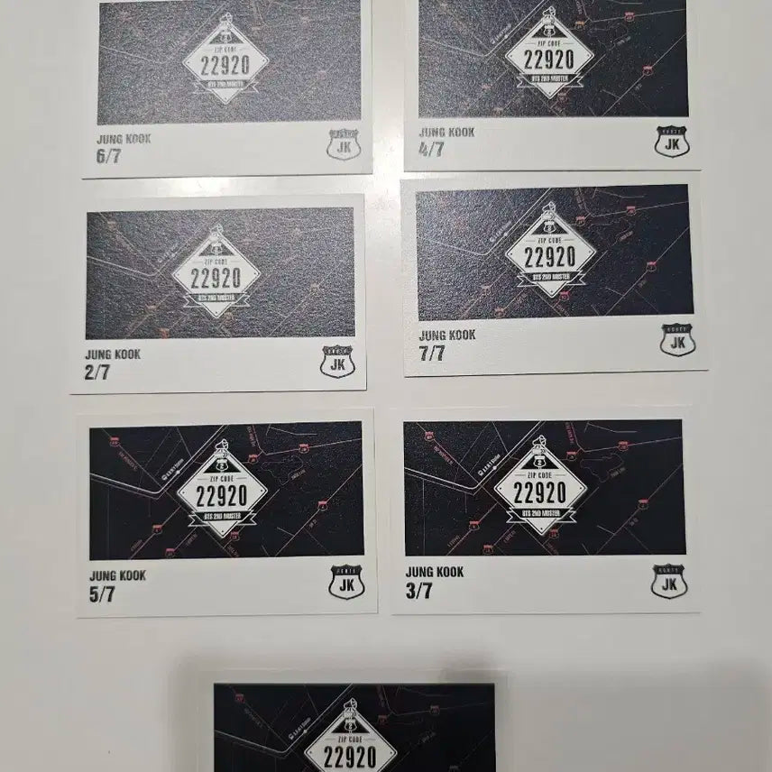 방탄소년단 정국 머스터2기 미니 포토 카드 7장 풀셋